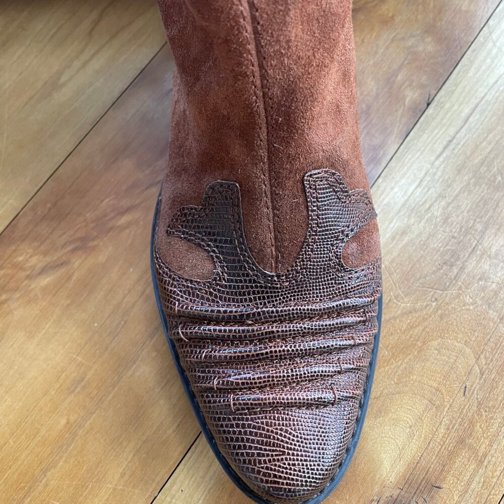 Leather/Suede Burnt Rust Cowgirl Boot